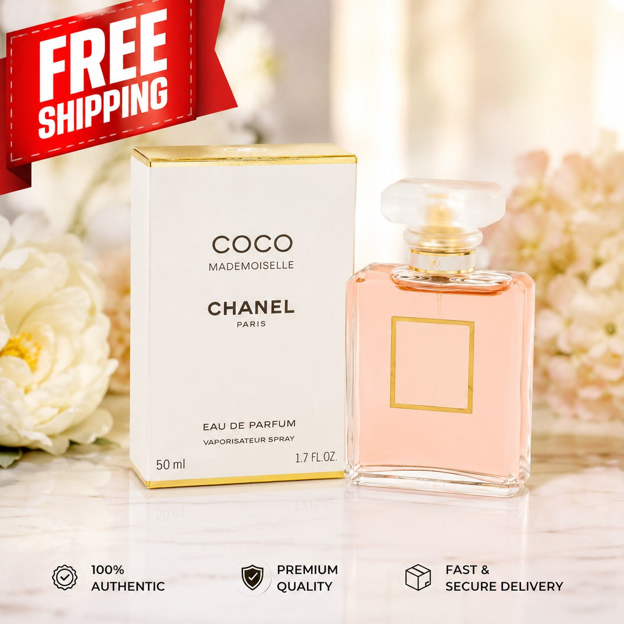 Chanel Coco Mademoiselle Eau de Parfum Spray for Women 1.7 fl oz (50ml) – Luxury Floral Fresh Fragrance
