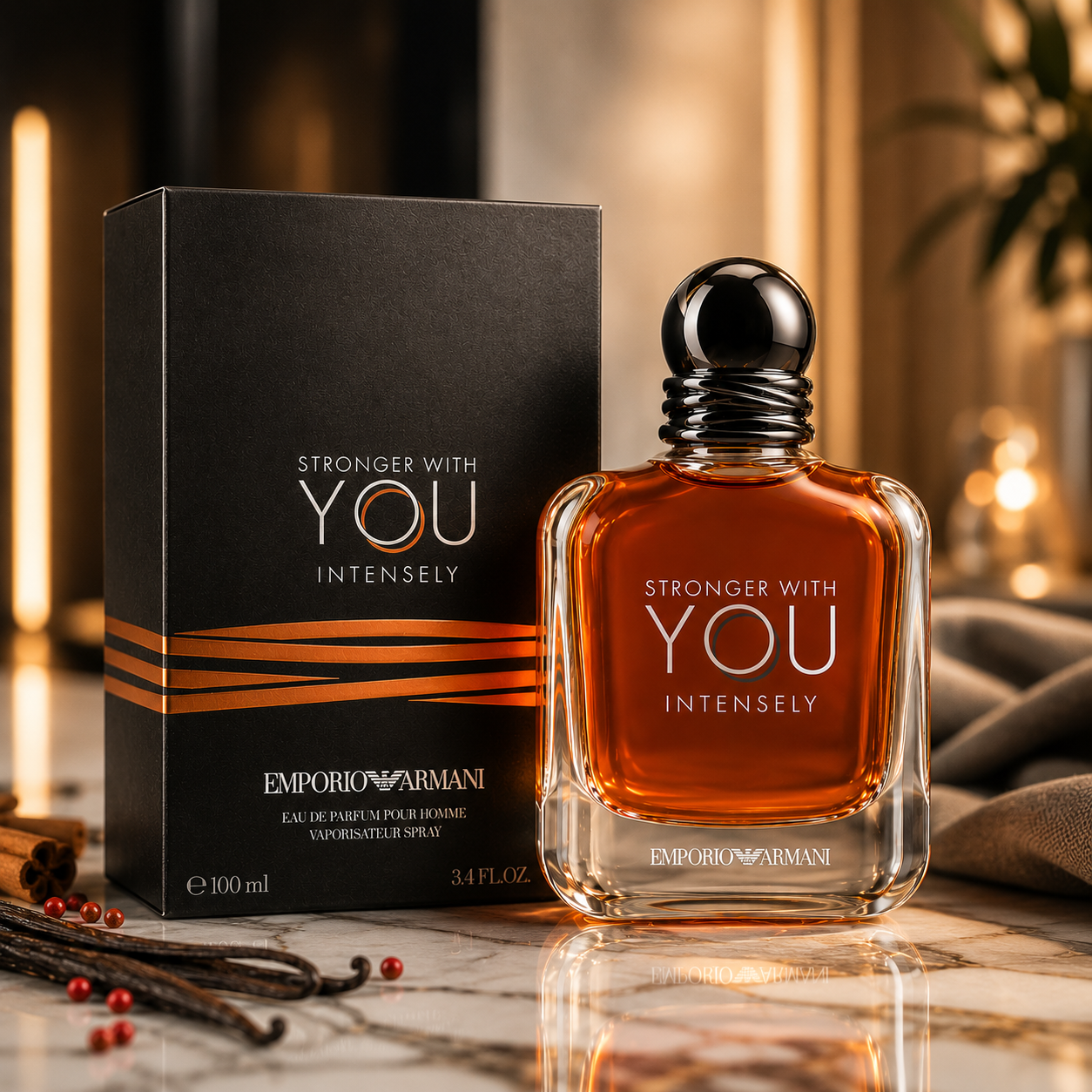 Emporio Armani Stronger With You Intensely Eau de Parfum for Men 3.4 oz / 100ml Long-Lasting Designer Fragrance