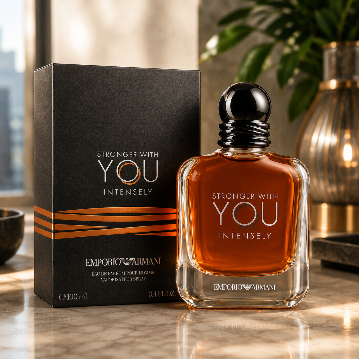 Emporio Armani Stronger With You Intensely Eau de Parfum for Men 3.4 oz / 100ml Long-Lasting Luxury Fragrance